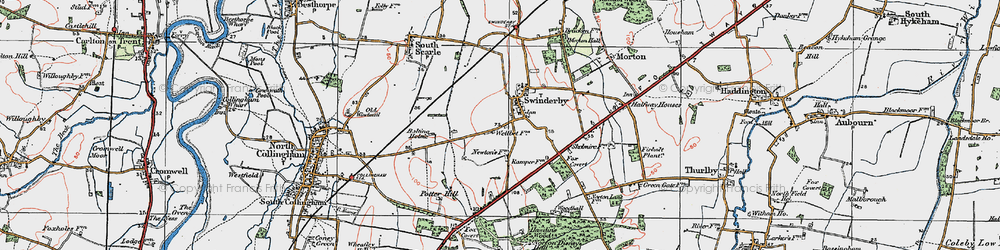 Old map of Swinderby in 1923