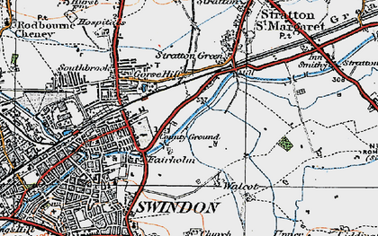 Old map of Swindon in 1919