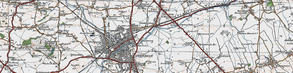 Old map of Swindon in 1919