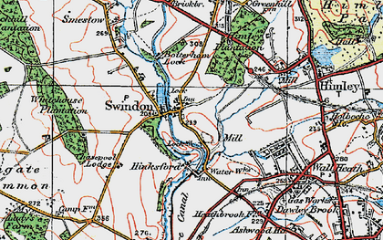 Old map of Swindon in 1921