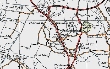 Old map of Swineshead in 1922