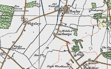 Old map of Swinethorpe in 1923