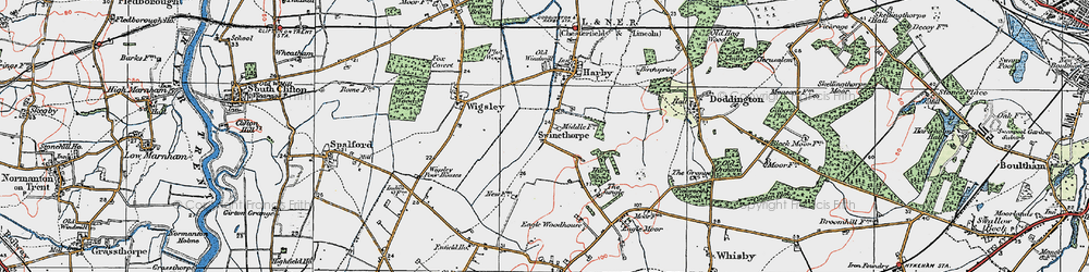 Old map of Swinethorpe in 1923