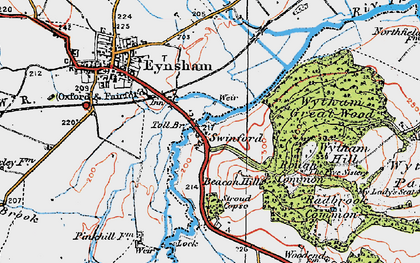 Old map of Wytham Hill in 1919