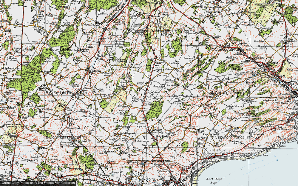Old Map of Swingfield Minnis, 1920 in 1920