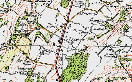 Old map of Swingfield Minnis in 1920