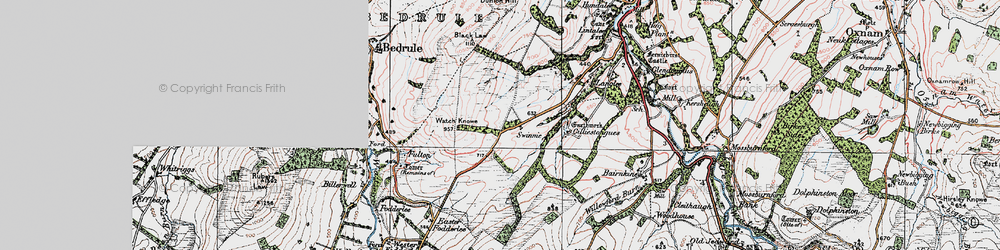 Old map of Wester Fodderlee in 1926