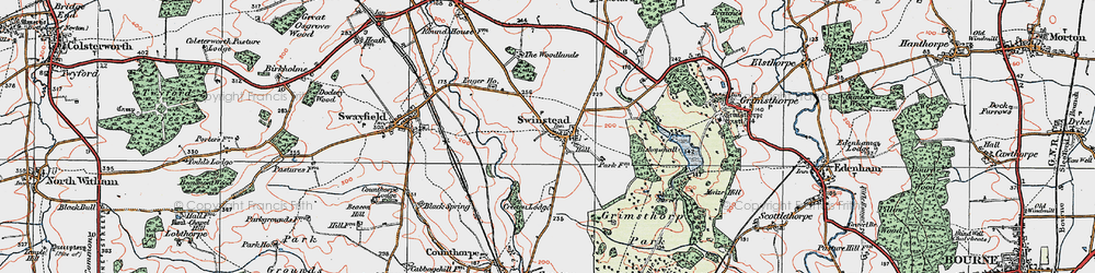 Old map of Swinstead in 1922