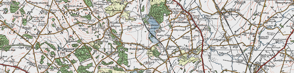 Old map of Swithland in 1921
