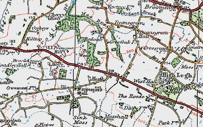 Old map of Sworton Heath in 1923