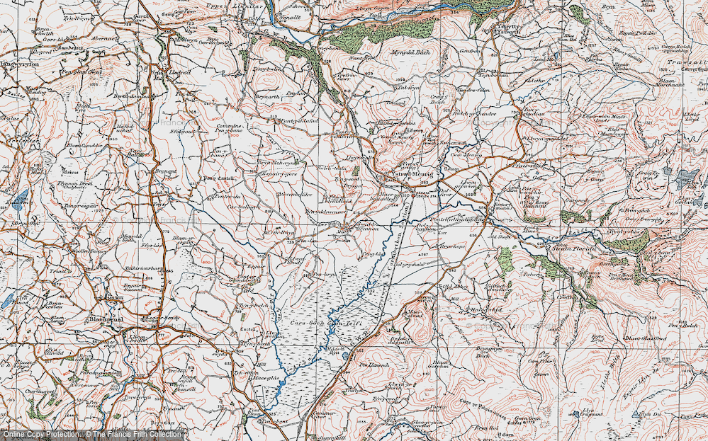 Old Map of Historic Map covering Bryn-Meherin in 1922