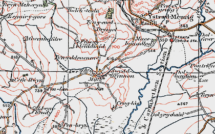 Old map of Bryn-Meherin in 1922