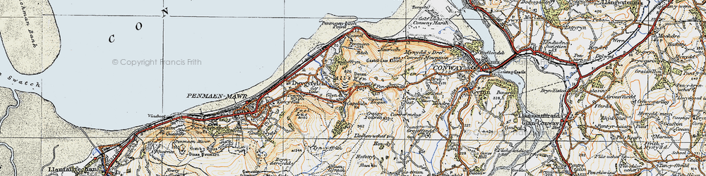 Old map of Sychnant Pass in 1922