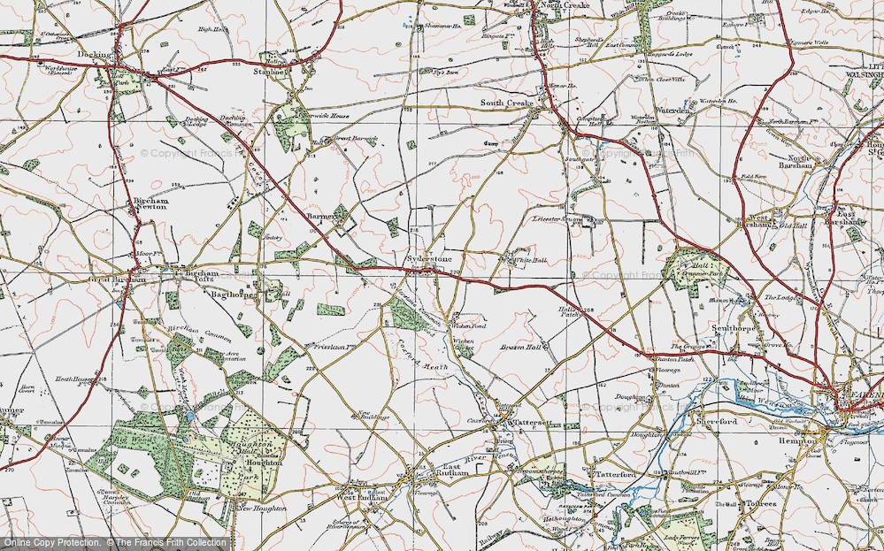 Old Map of Historic Map covering Wicken Green Village in 1921