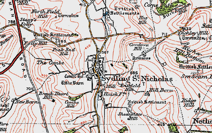Old map of Sydling St Nicholas in 1919