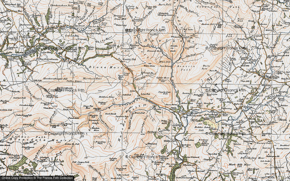 Old Map of Historic Map covering Blaze Moss in 1924