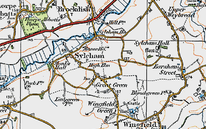 Old map of Syleham in 1921