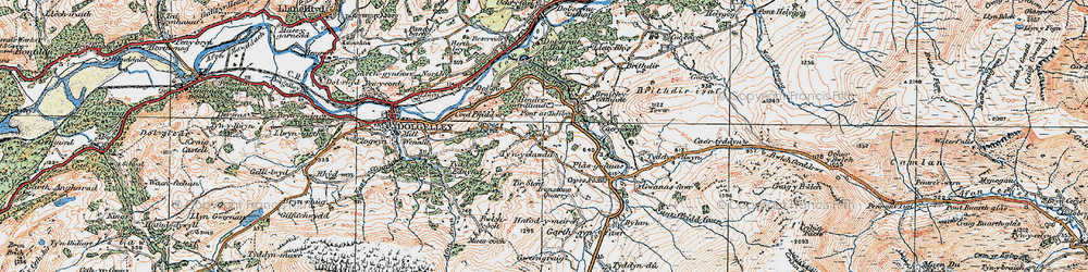 Old map of Afon Clywedog in 1921