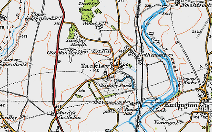 Old map of Tackley in 1919
