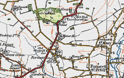 Old map of Tacolneston in 1922