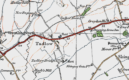 Old map of Tadlow in 1919