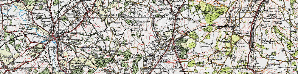 Old map of Tadworth in 1920