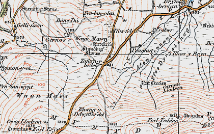 Old map of Afon Pennant in 1922