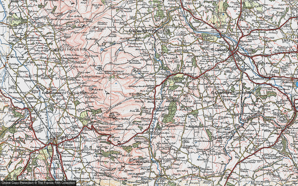 Old Map of Historic Map covering Bryn Eithen in 1924