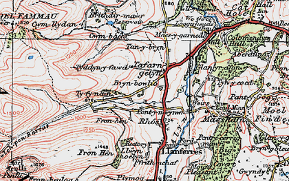 Old map of Tafarn-y-Gelyn in 1924