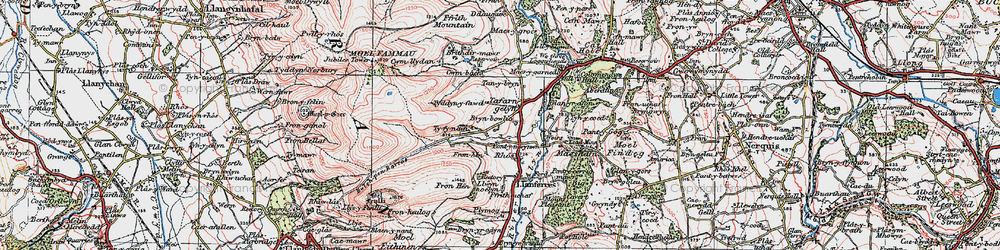Old map of Bryn-Bowlio in 1924