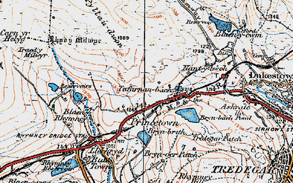Old map of Tafarnaubach in 1919