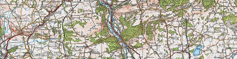 Old map of Brynau in 1919
