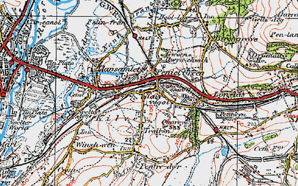 Old map of Tai'r-ysgol in 1923