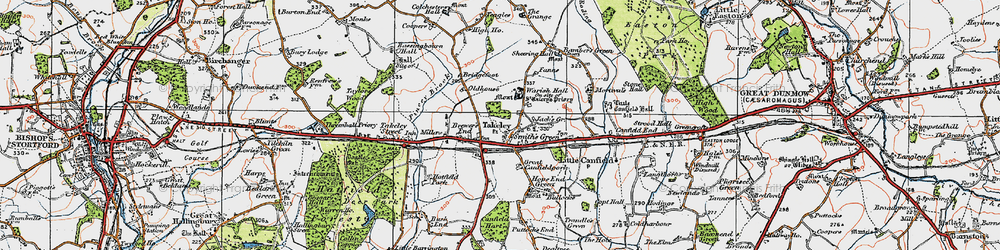 Old map of Takeley in 1919