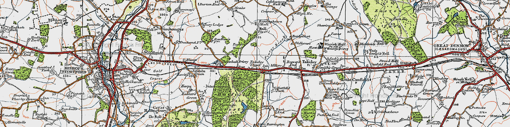 Old map of Takeley Street in 1919