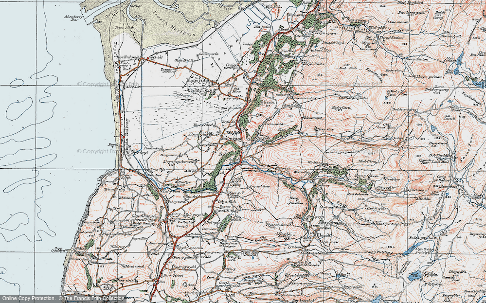 Old Map of Historic Map covering Winllan in 1922