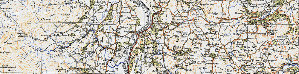 Old map of Bryn-cwm in 1922