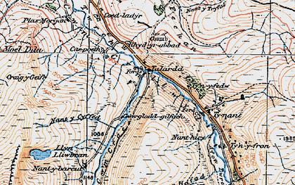 Old map of Afon Fechan in 1921