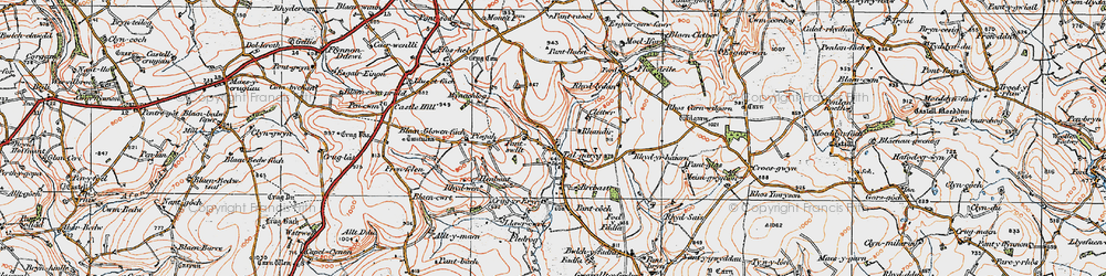 Old map of Blaenglowonfach in 1923
