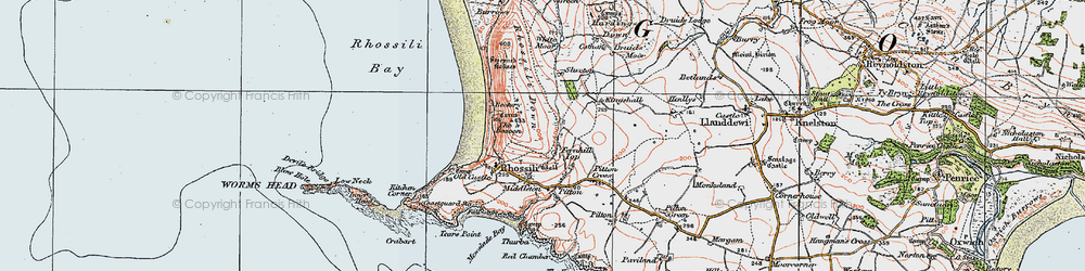 Old map of Talgarth's Well in 1923