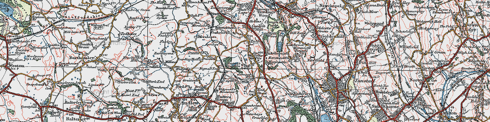 Old map of Talke Pits in 1921