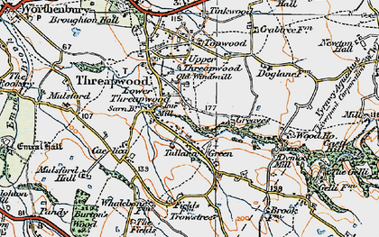 Old map of Tallarn Green in 1921