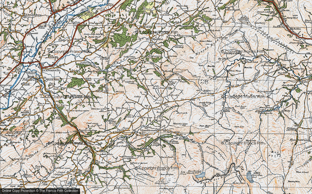Old Map of Historic Map covering Afon Llechach in 1923
