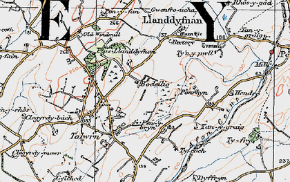 Old map of Talwrn in 1922
