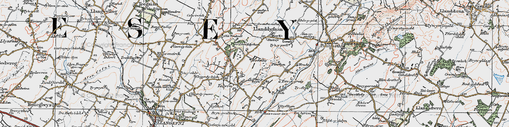 Old map of Gwenfro Uchaf in 1922