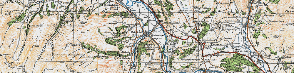Old map of Talybont-on-Usk in 1919