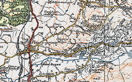 Old map of Afon Llyfni in 1922