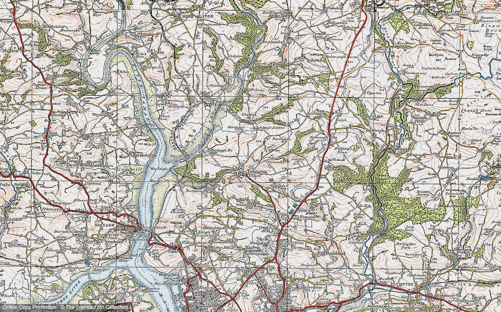 Old Map of Historic Map covering Blaxton in 1919