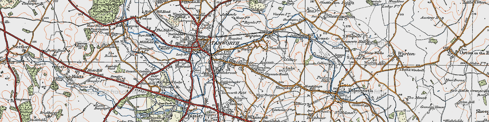 Old map of Tamworth in 1921