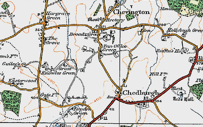 Old map of Tan Office Green in 1921